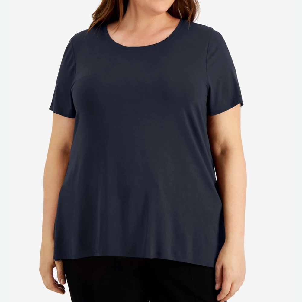 Classic Alfani Navy Women's Knit Top Side Slit